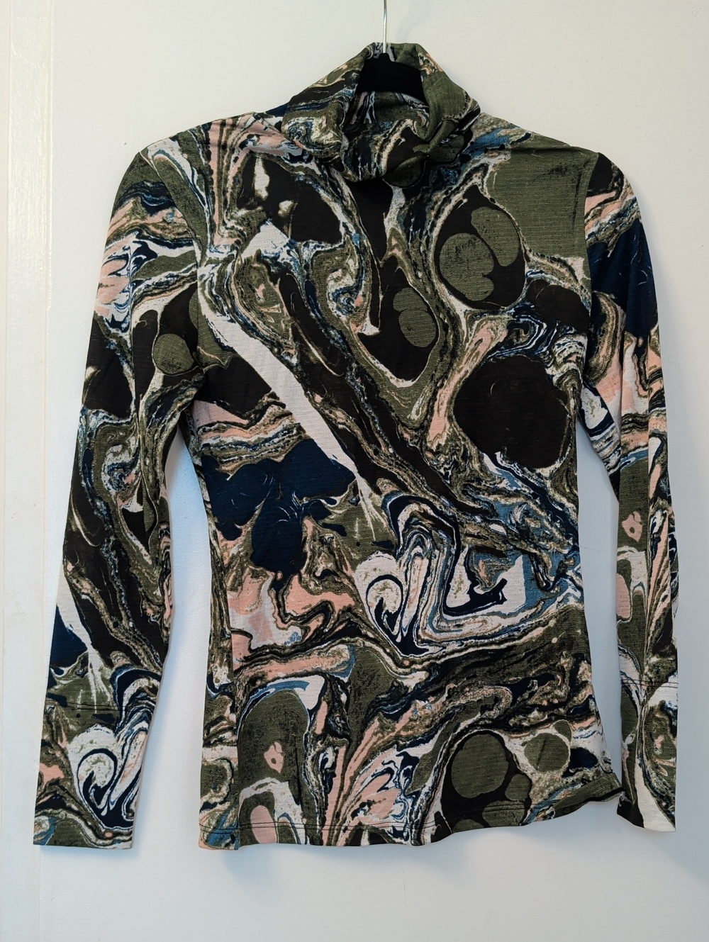 Rachel Comey x Target Green Marble Print Long Sleeve Turtleneck Shirt Size XS - Picture 3 of 5